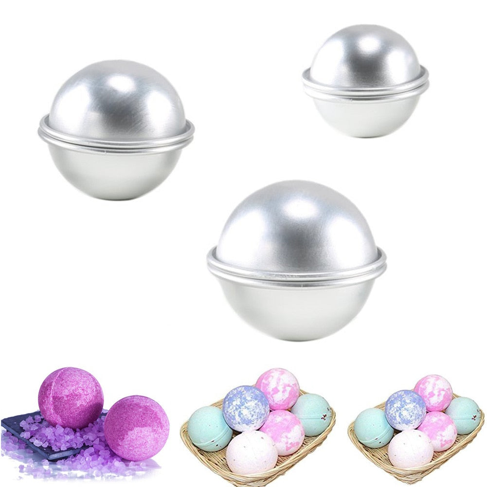 6PCS Round Aluminium Alloy Bath Bomb Molds DIY Tool Bath Bomb Salt Ball Homemade Crafting Gifts Semicircle Sphere Metal Mold