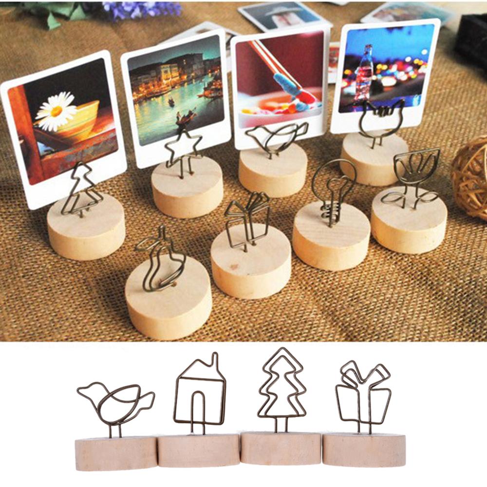 Creative Round Wooden Iron Photo Clip Memo Name Card Pendant Furnishing Articles Picture Wall Frame