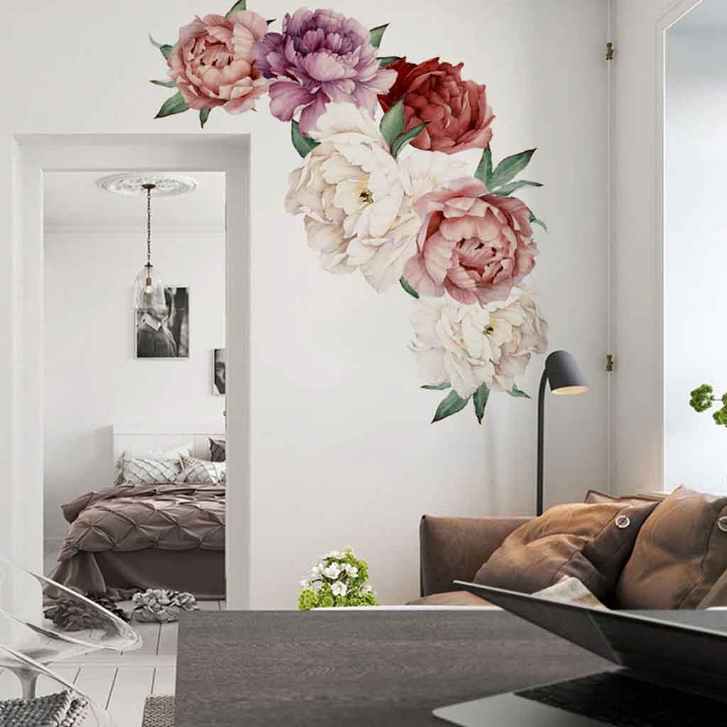 Home Wall Sticker Peony Rose Art Nursery Decals Kids Room Home Decor Gift PVC wall stickers art Decals home ji8