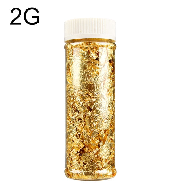 Edible Grade Genuine 99.9% 2g 24K Genuine Gold Leaf Schabin Flakes For Decorate Cake/ Ice Cream/Coffee/Wine/Chocolates Tools