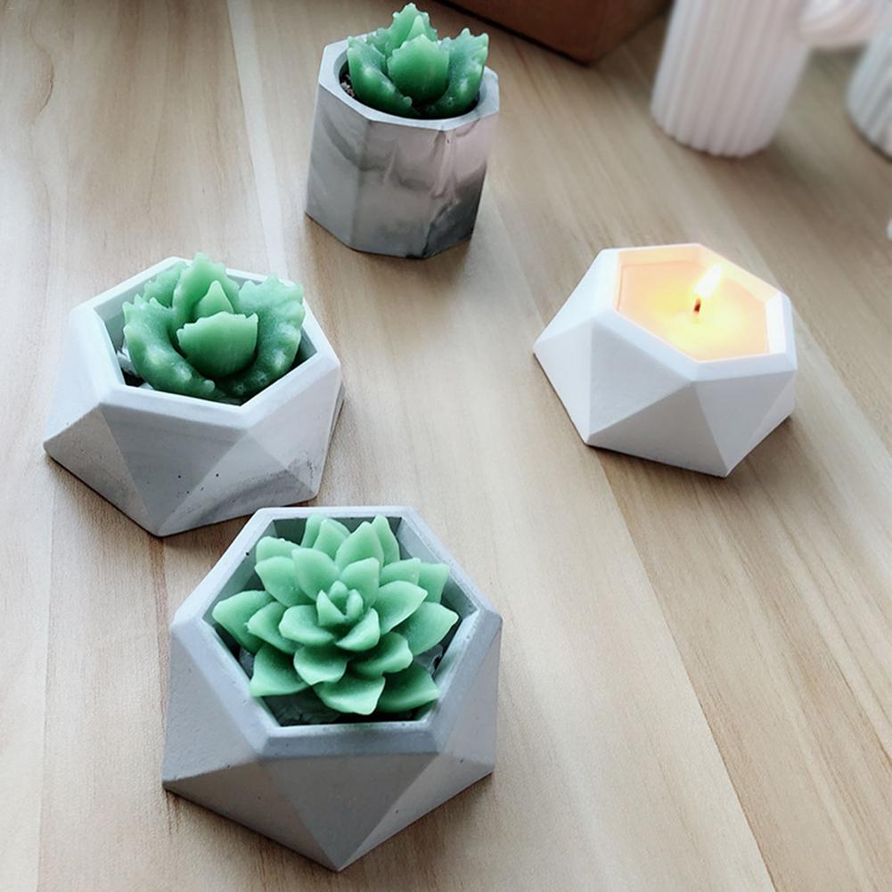 Diamond Shaped Surface Succulent Plant Flower Pot Silicone Mold Concrete DIY Ashtray Candle Holder Mold Gypsum Cement Fleshy Pot