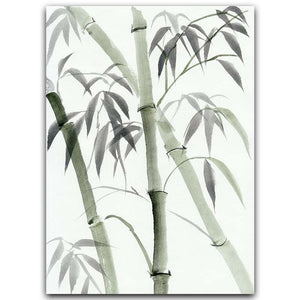 Bamboo Leaf Poster Zen Decoration New Chinese Unreal Abstract Ink Painting Print Wall Art Canvas Painting Picture for Home Decor