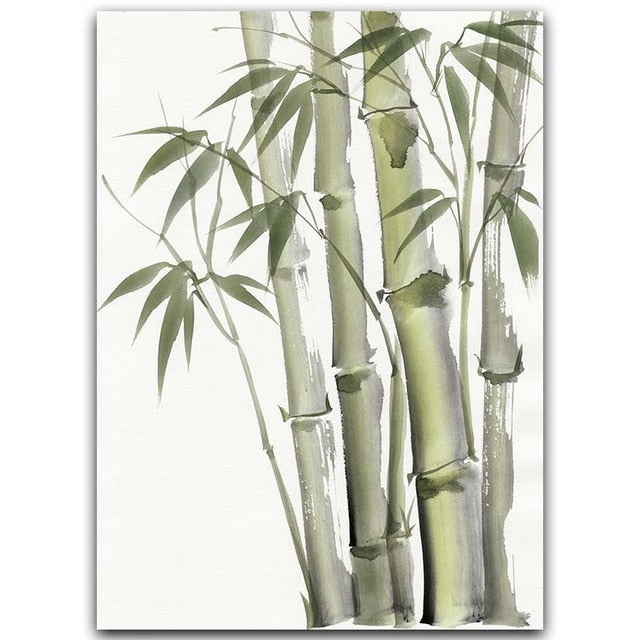 Bamboo Leaf Poster Zen Decoration New Chinese Unreal Abstract Ink Painting Print Wall Art Canvas Painting Picture for Home Decor