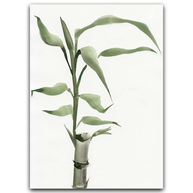 Bamboo Leaf Poster Zen Decoration New Chinese Unreal Abstract Ink Painting Print Wall Art Canvas Painting Picture for Home Decor