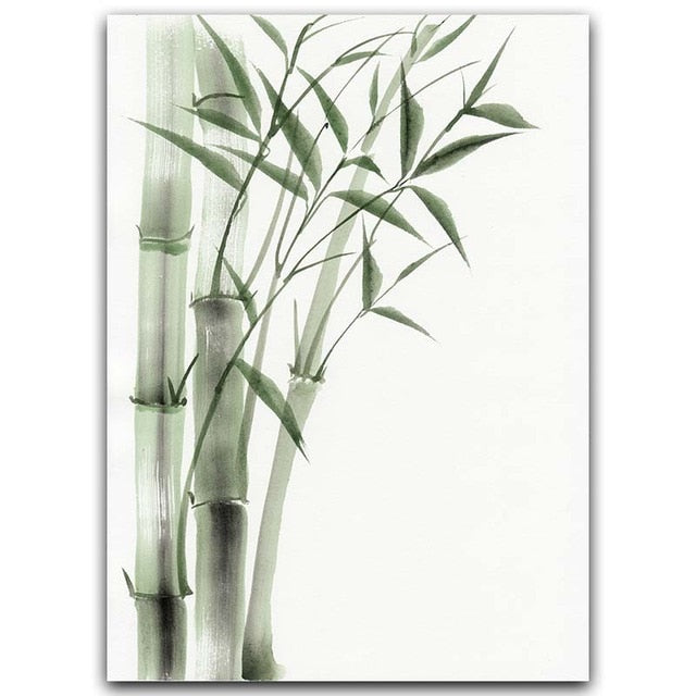 Bamboo Leaf Poster Zen Decoration New Chinese Unreal Abstract Ink Painting Print Wall Art Canvas Painting Picture for Home Decor