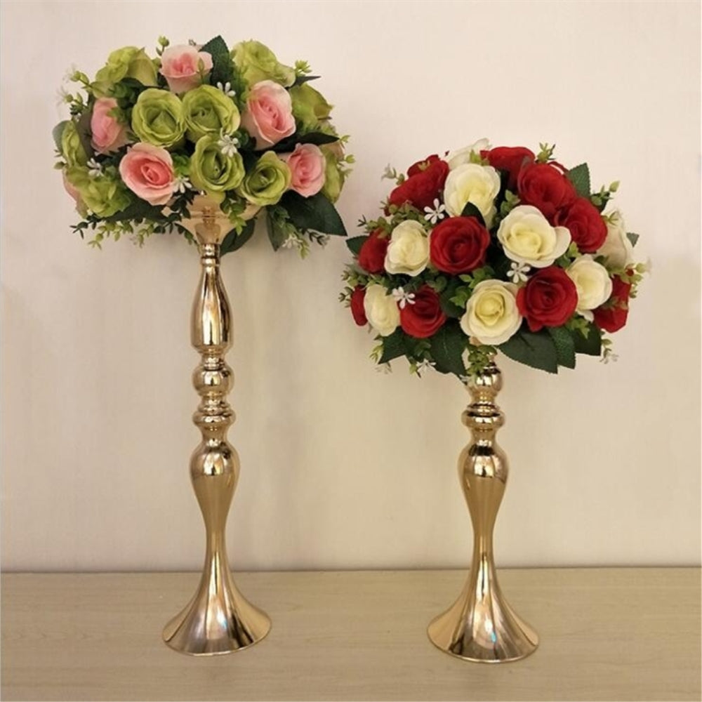 Gold Candle Holders 50cm/20" Metal Candlestick Flower Vase  Table Centerpiece Event Flower Rack  Road Lead Wedding Decoration