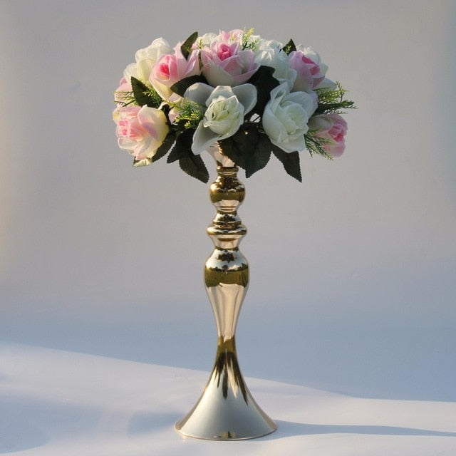 Gold Candle Holders 50cm/20" Metal Candlestick Flower Vase  Table Centerpiece Event Flower Rack  Road Lead Wedding Decoration