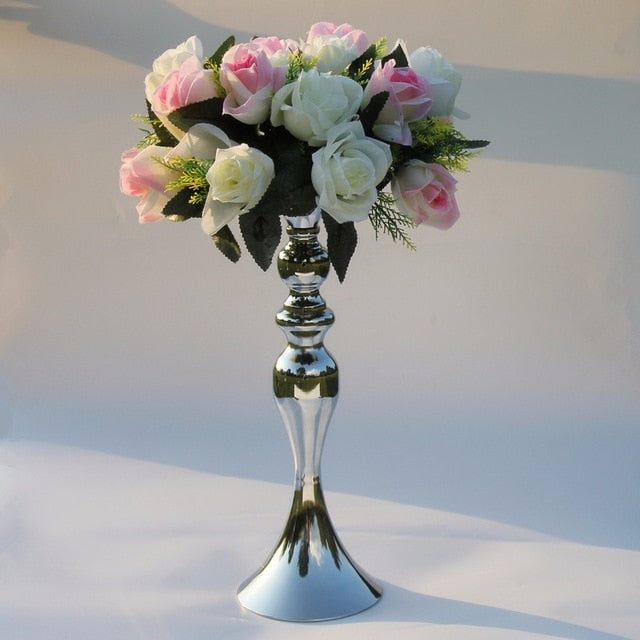 Gold Candle Holders 50cm/20" Metal Candlestick Flower Vase  Table Centerpiece Event Flower Rack  Road Lead Wedding Decoration