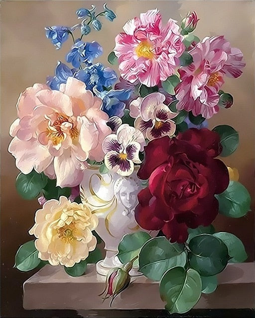 AZQSD Oil Painting Flower In Vase Painting By Numbers Paint Flower DIY Canvas Picture Hand Painted Home Decoration SZYH6310