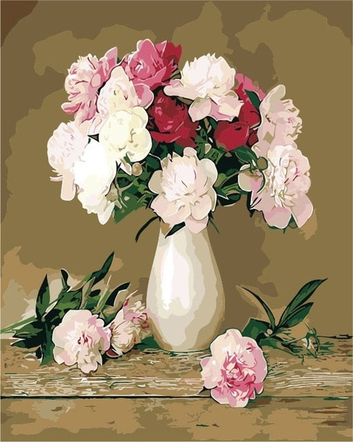 AZQSD Oil Painting Flower In Vase Painting By Numbers Paint Flower DIY Canvas Picture Hand Painted Home Decoration SZYH6310