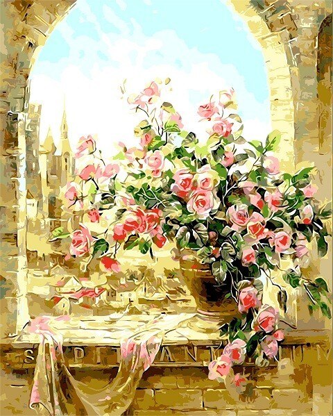 AZQSD Oil Painting Flower In Vase Painting By Numbers Paint Flower DIY Canvas Picture Hand Painted Home Decoration SZYH6310