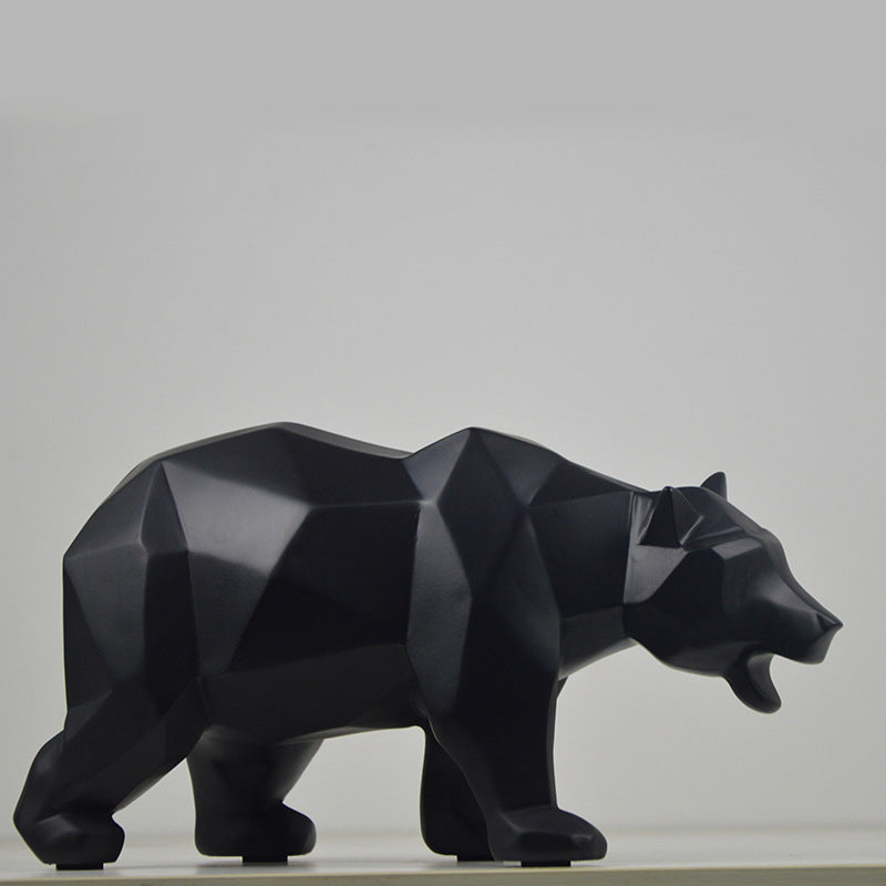 Modern Resin Black Bear Statues Sculpture Decoration Geometric Crafts Gift TV Cabinet Office Statue For Decoration Garden Statue