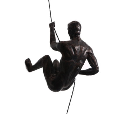 Industrial Style Climbing Man Resin Iron Wire Wall Hanging Decoration Sculpture Figures Creative Retro Present Statue Decor TB01